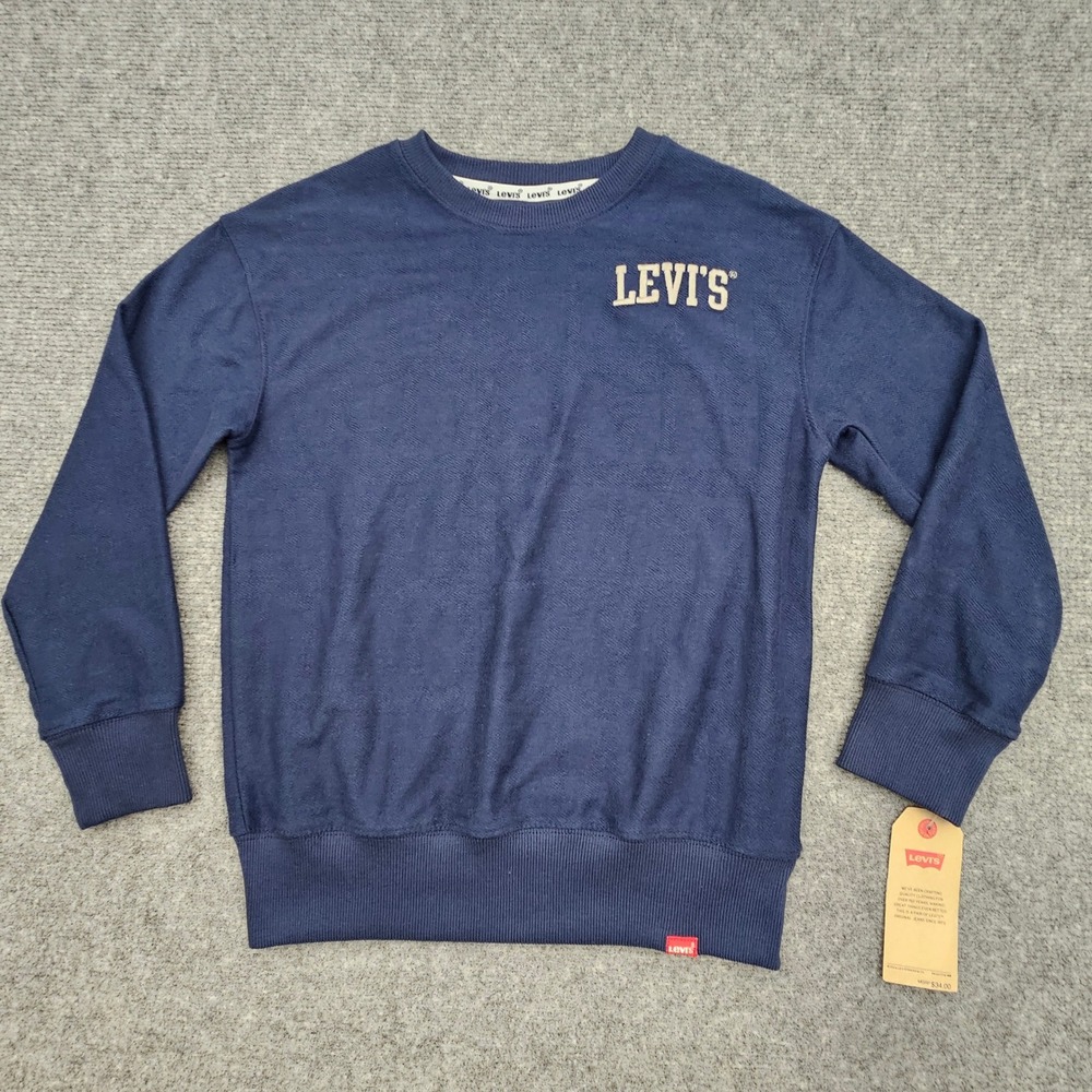 Levis Crewneck Sweatshirt Womens Small Navy Blue Embroidered Logo Pullover